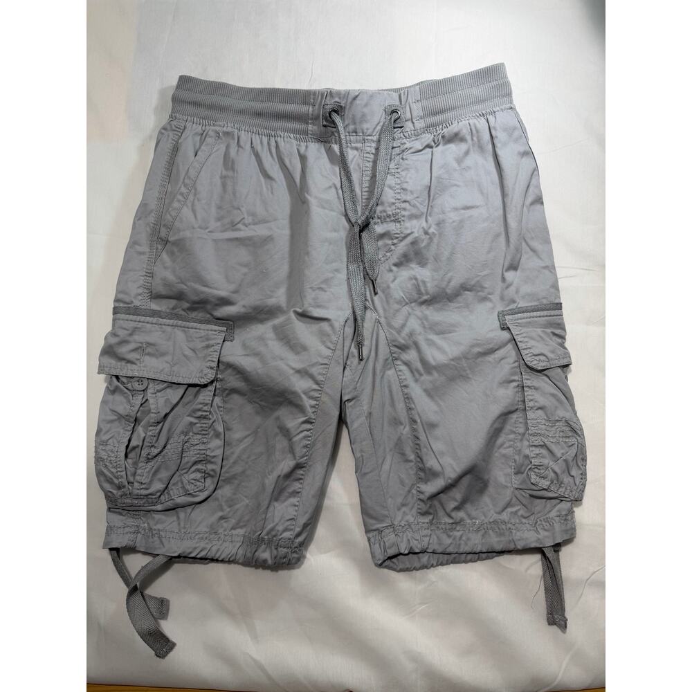 Southpole Men’s Gray Cargo Shorts Sz L Drawstring Waist Utility Y2K Streetwear - Picture 4 of 4